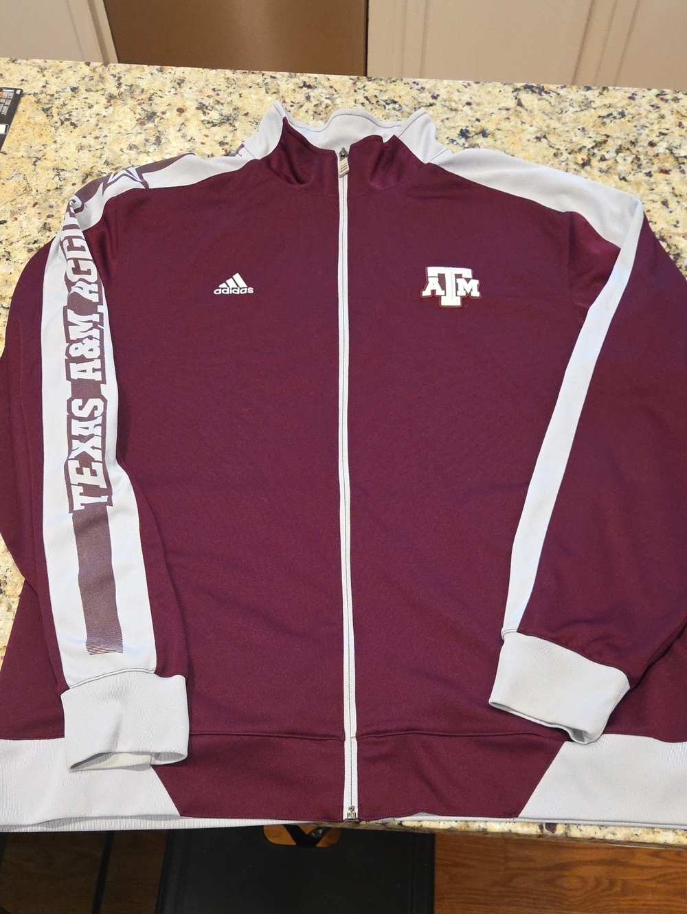 adidas NCAA Maroon and Light Gray Texas A&M Full-Zip Track Jacket